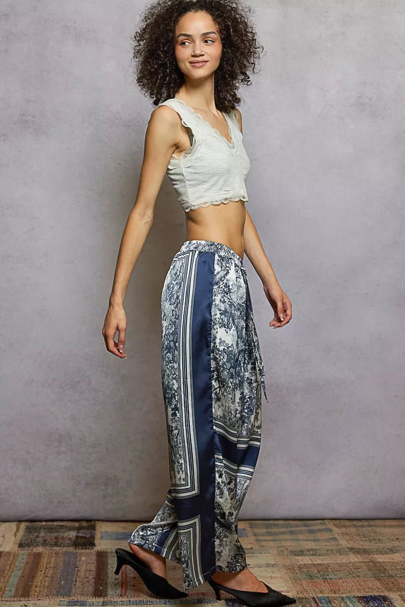POL Floral Printed Woven Wide Leg Drawstring Pants - PBNJ FASHIONS