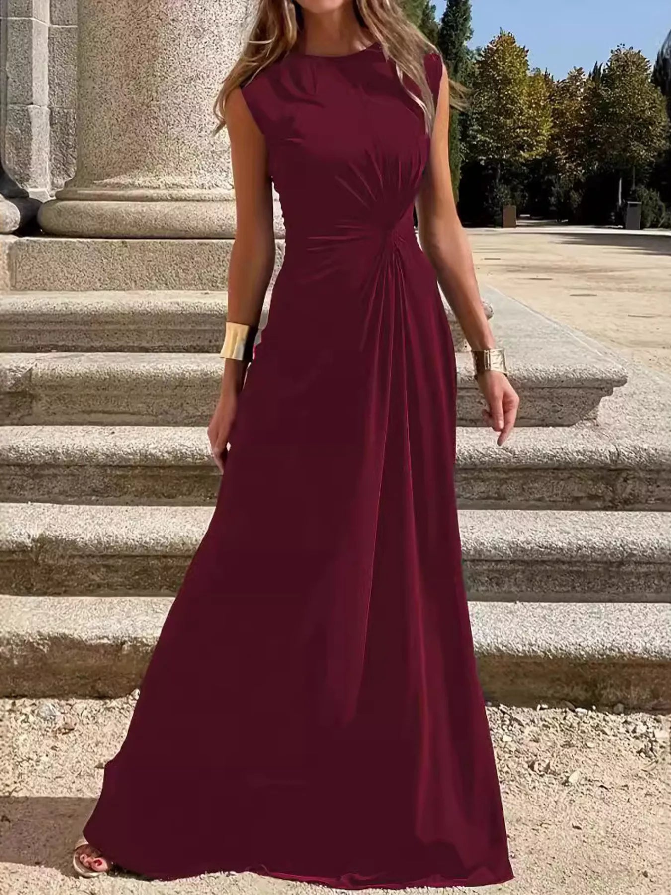 Twisted Round Neck Sleeveless Maxi Dress - PBNJ FASHIONS