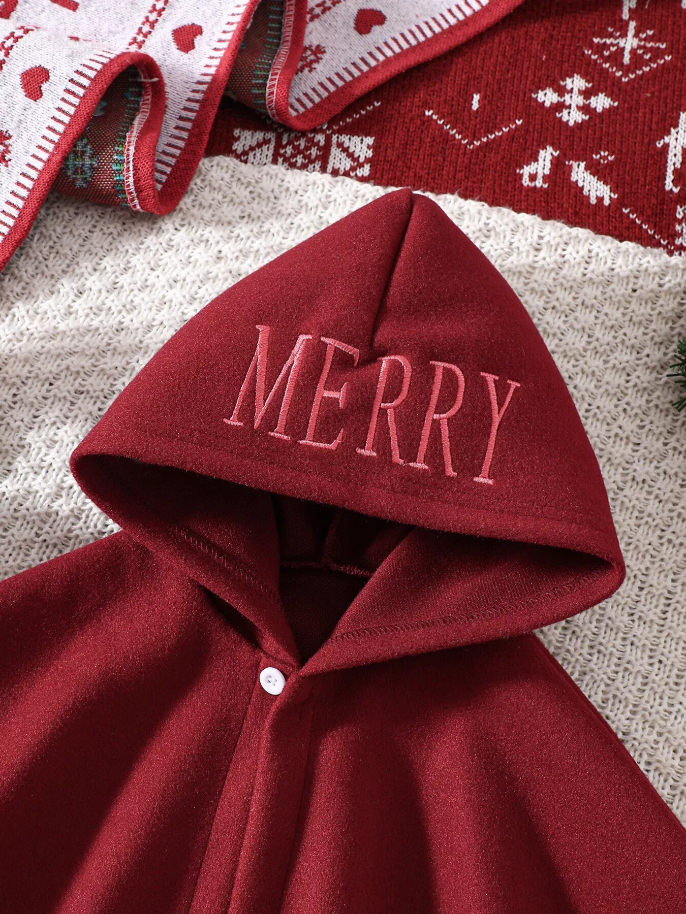 Children's Reindeer Embroidered Christmas Cape Outerwear - PBNJ FASHIONS