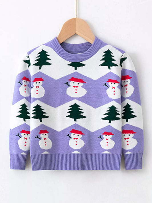 Children's Snowman & Tree Pattern Sweater - PBNJ FASHIONS