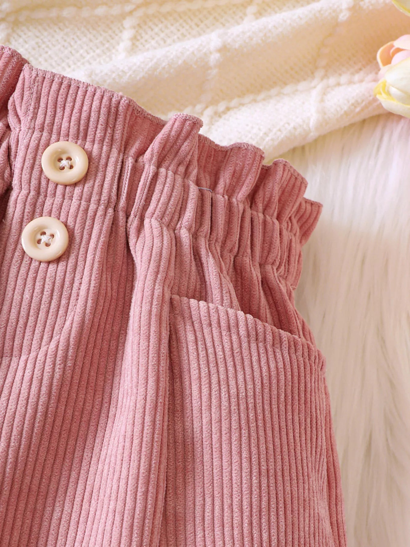 Children's Ruffled Hem Corduroy Pants - PBNJ FASHIONS