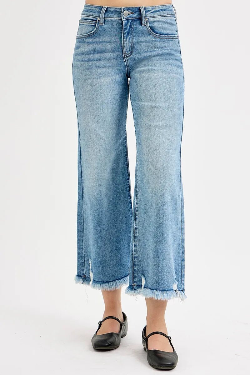 RISEN Full Size Mid Rise Crop Wide Leg Jeans Plus Size - PBNJ FASHIONS