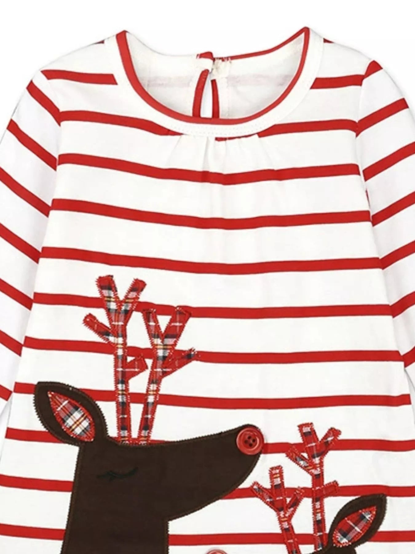 Children's Christmas Reindeer Striped Dress - PBNJ FASHIONS