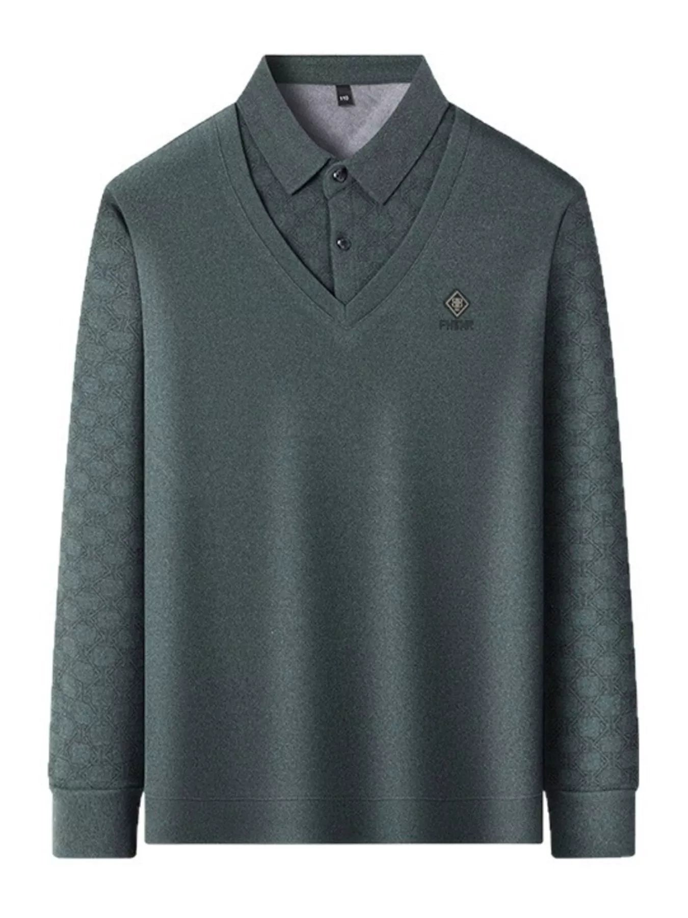 Men's Plus Size Collared Neck Long Sleeve Polo - PBNJ FASHIONS