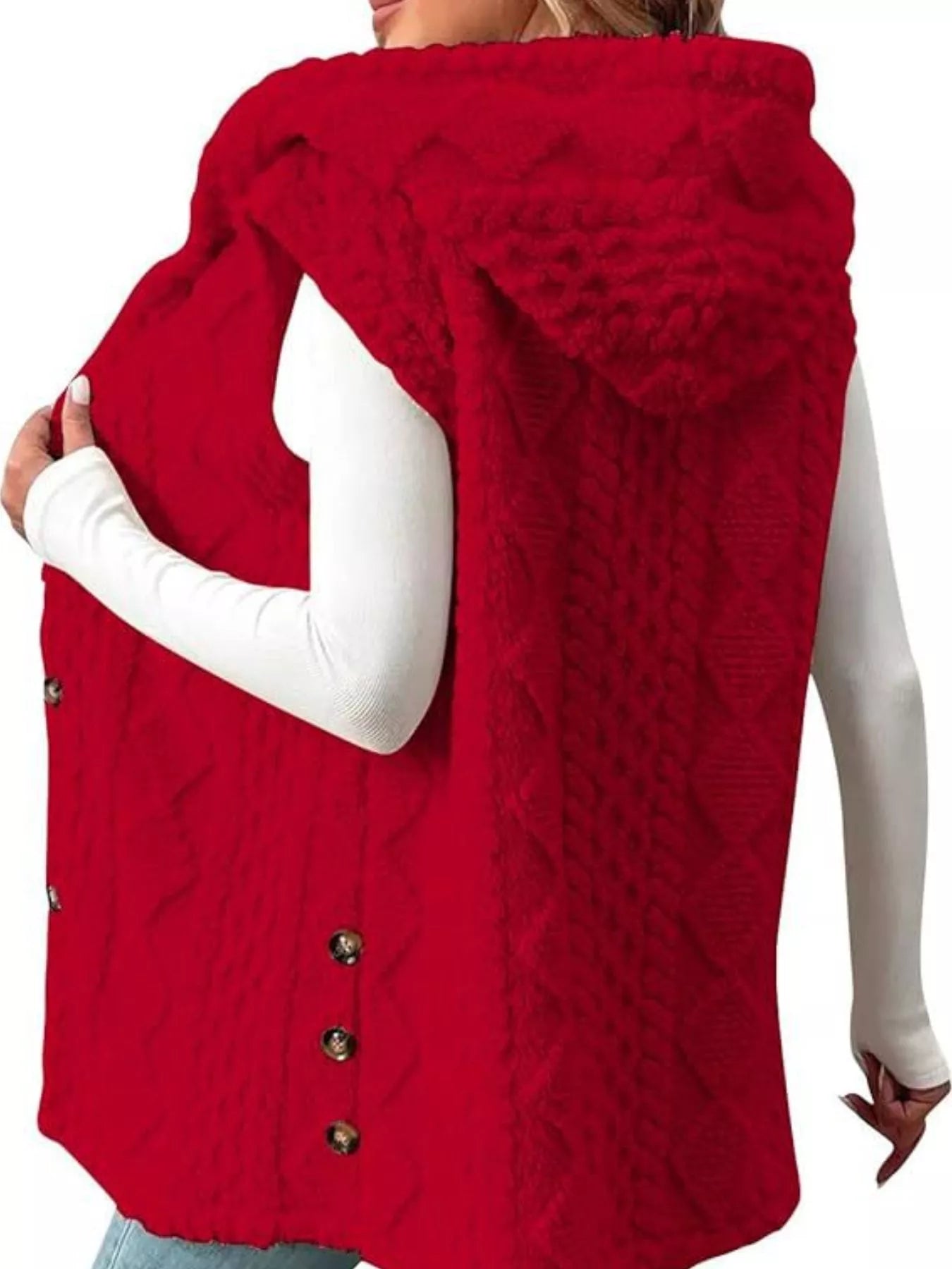 Hooded Button - Up Sherpa Vest Coat - PBNJ FASHIONS