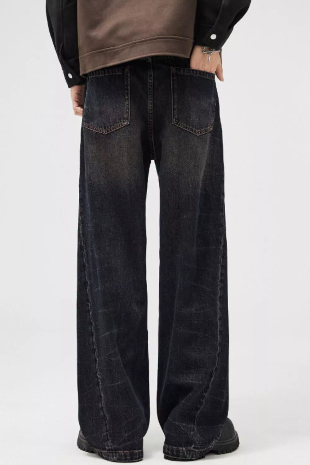 Men's Vintage Wash Wide Leg Jeans - PBNJ FASHIONS