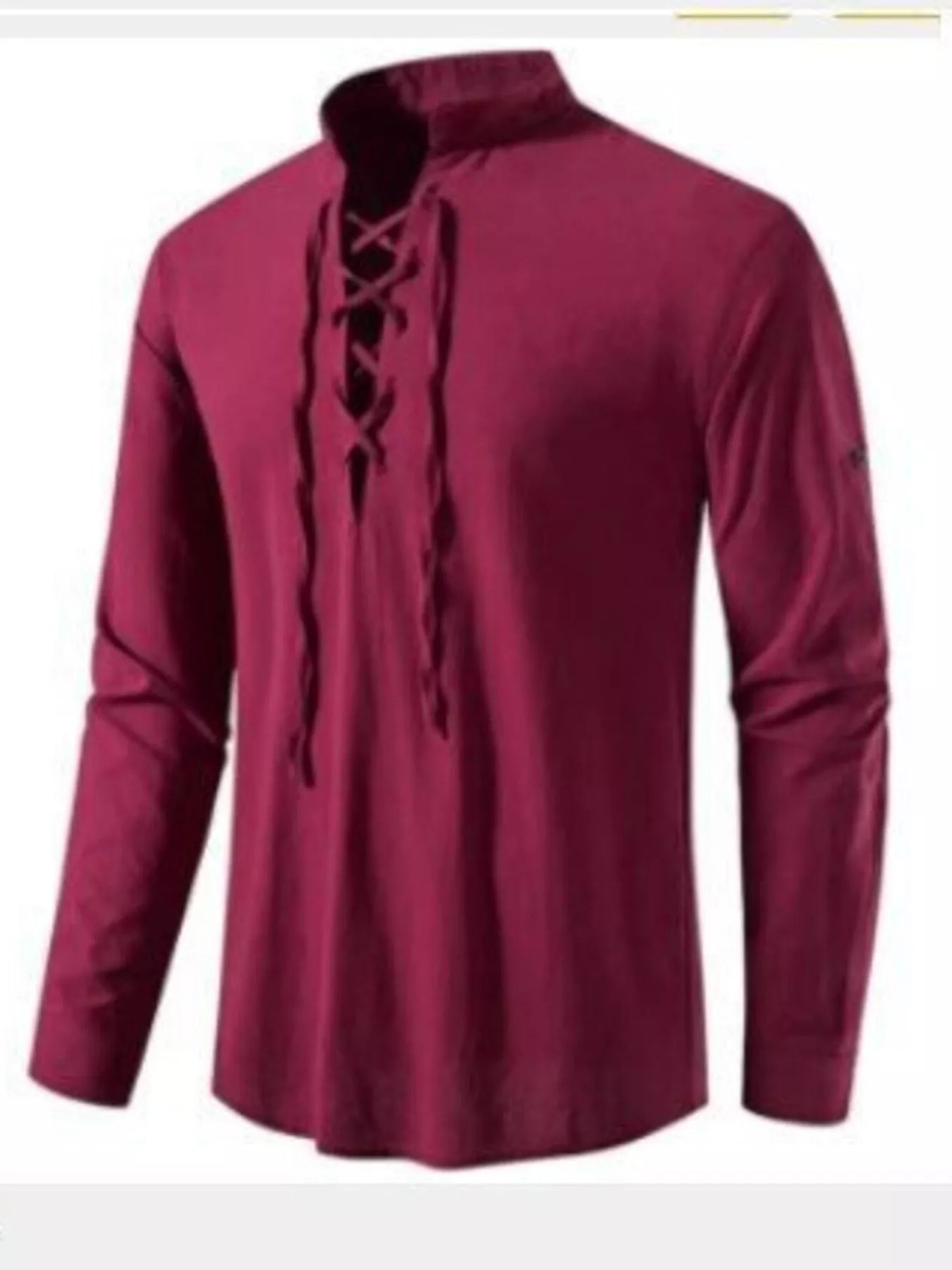 Men's Full Size Casual Lace - Up Long Sleeve Shirt Plus Size - PBNJ FASHIONS