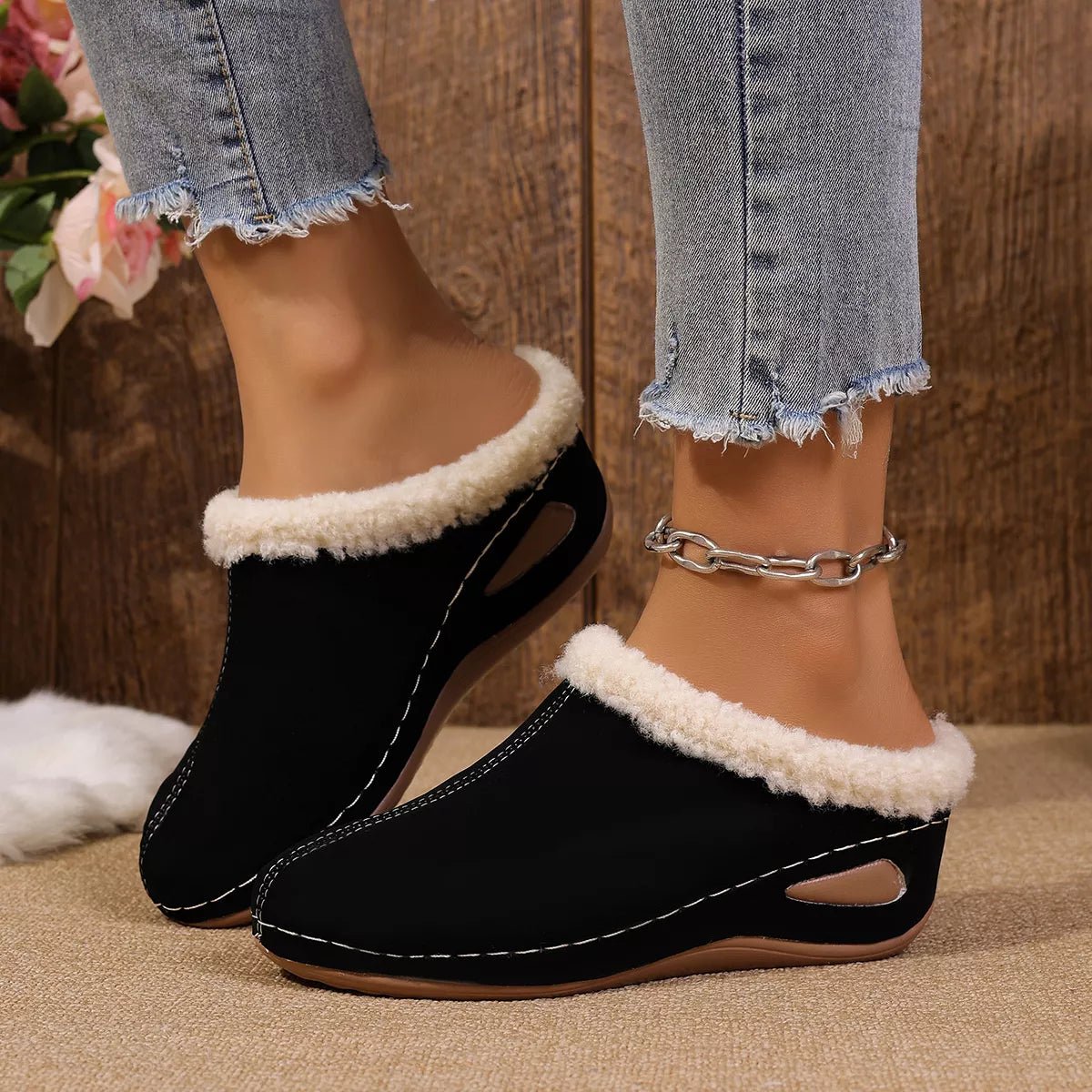 Cozy Plush Lined Wedge Slippers - PBNJ FASHIONS