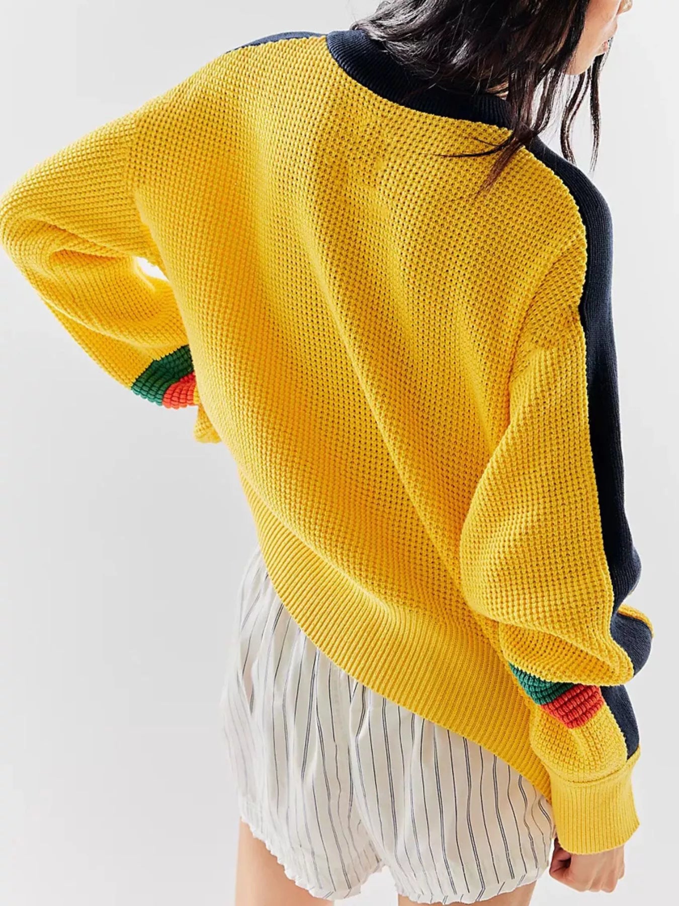 Color Block Waffle Knit Sweater - PBNJ FASHIONS