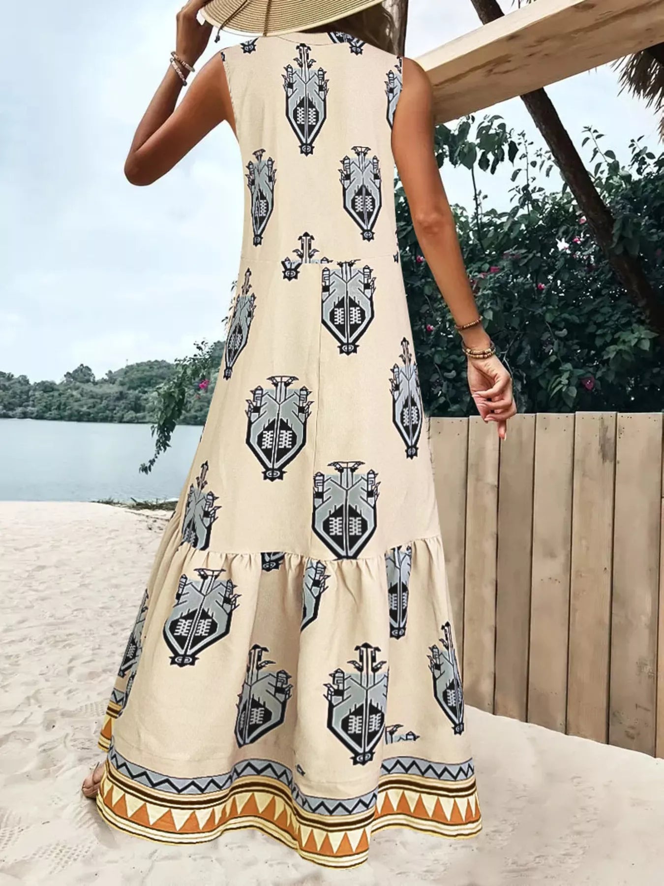 Printed Sleeveless Maxi Dress - PBNJ FASHIONS