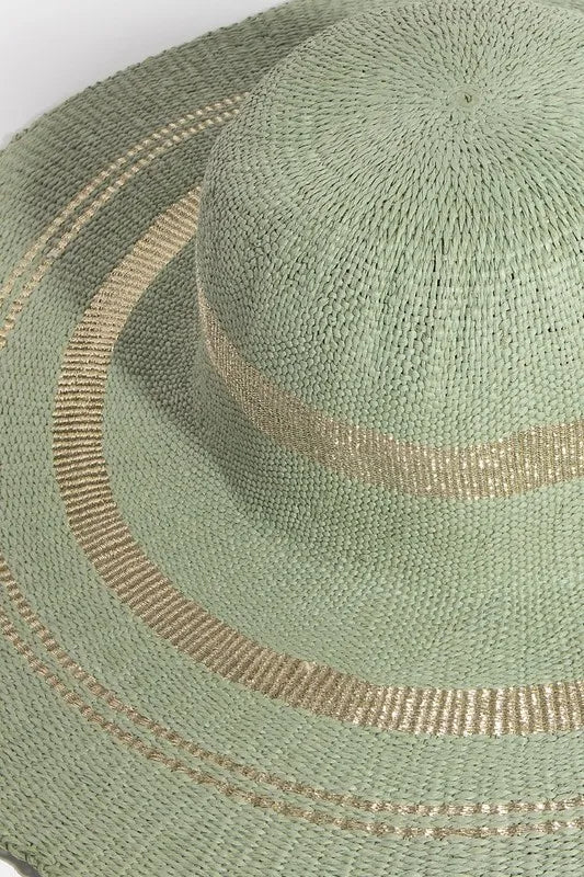 Fame Metallic Accent Trim Floppy Sun Hat - PBNJ FASHIONS