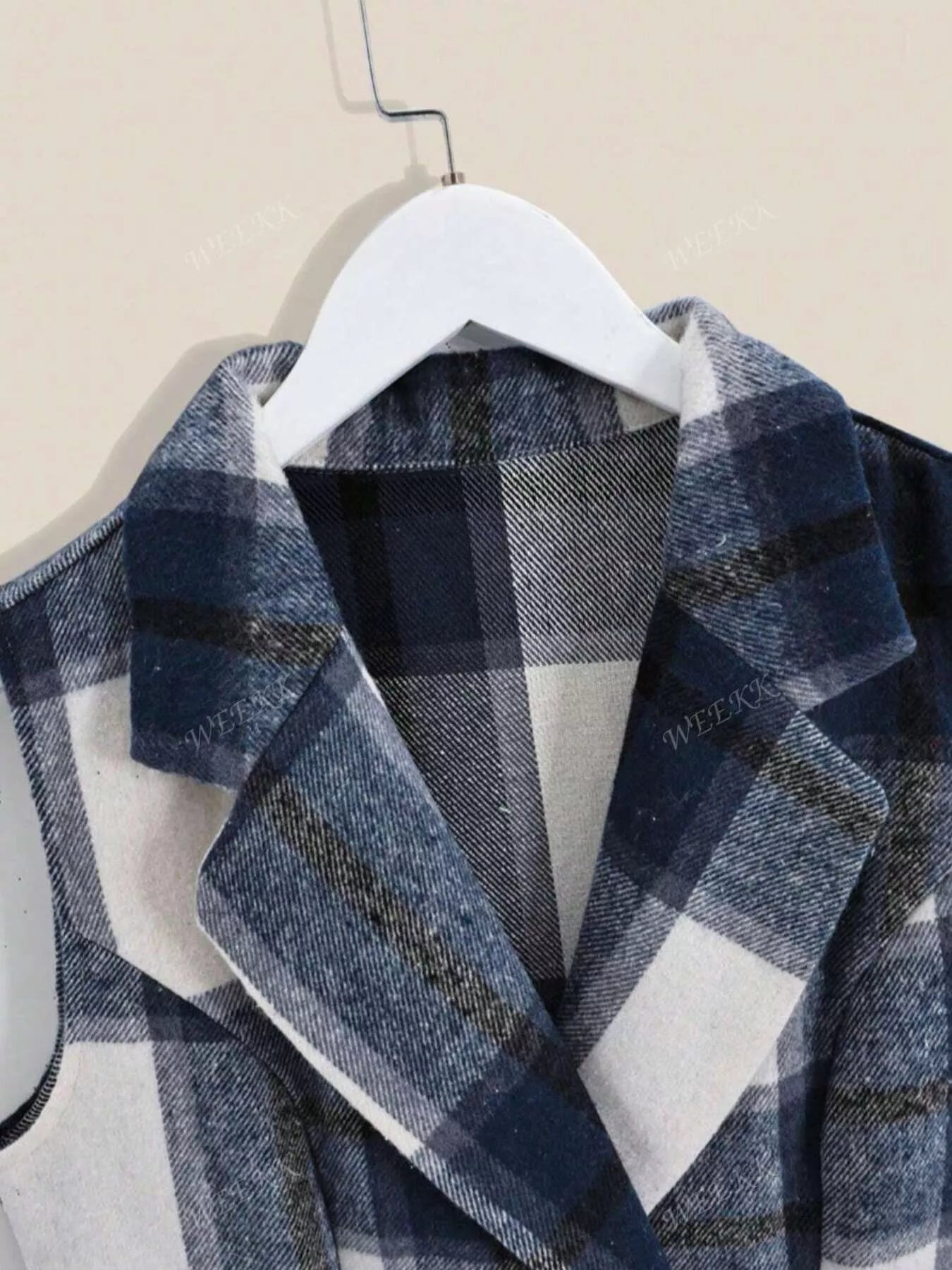 Plaid Double - Breasted Sleeveless Blazer Dress - PBNJ FASHIONS