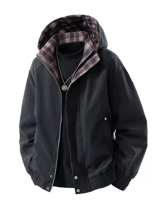 Men's Plus Size Zip Up Hooded Bomber Jacket - PBNJ FASHIONS