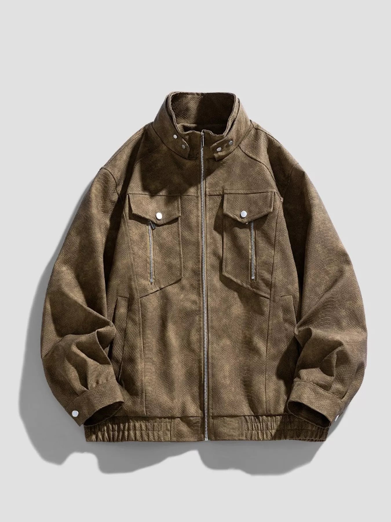 Me's Plus Size Zip Up Casual Jacket - PBNJ FASHIONS