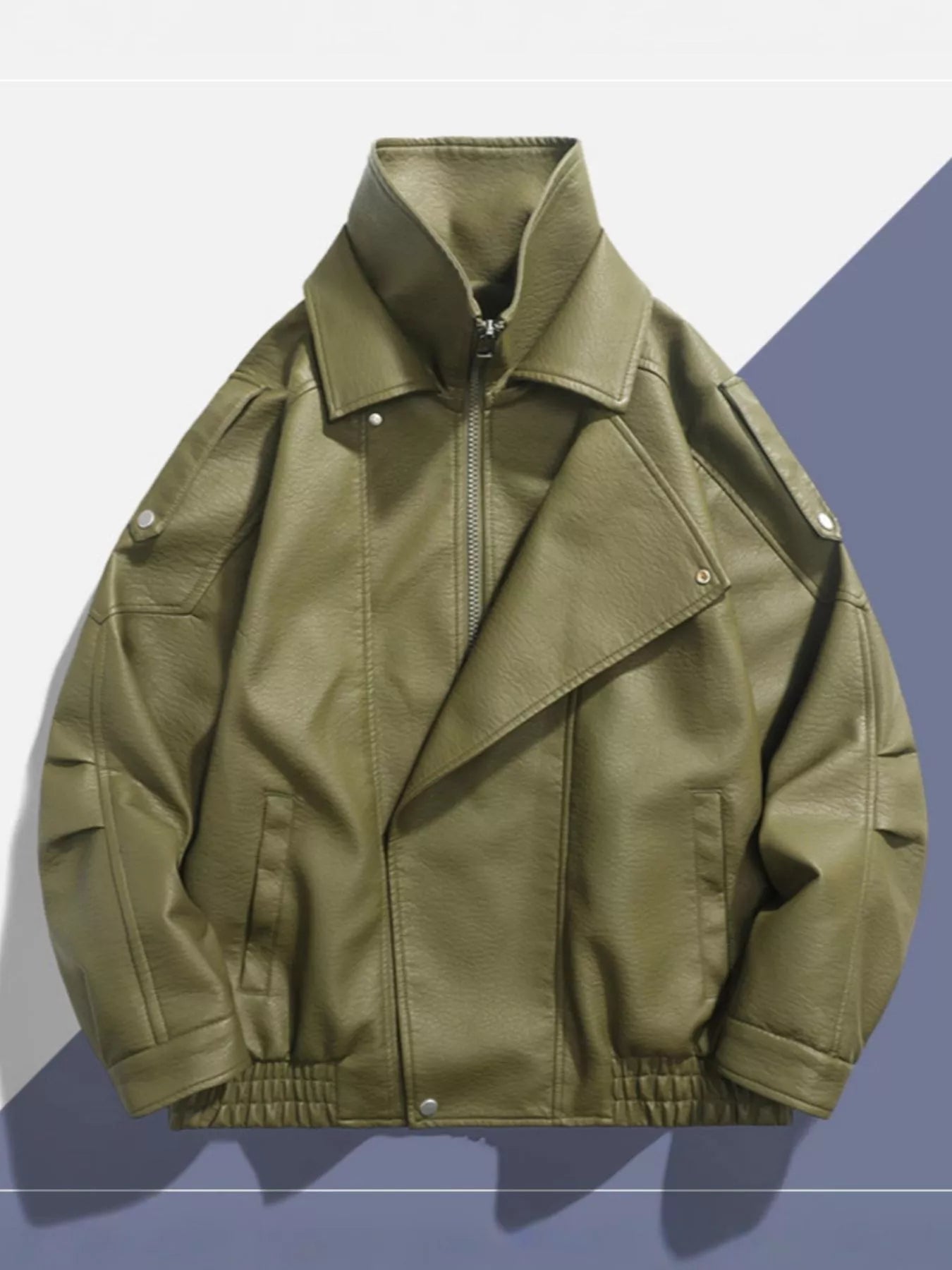 Men's Zip Up Leather Moto Jacket - PBNJ FASHIONS