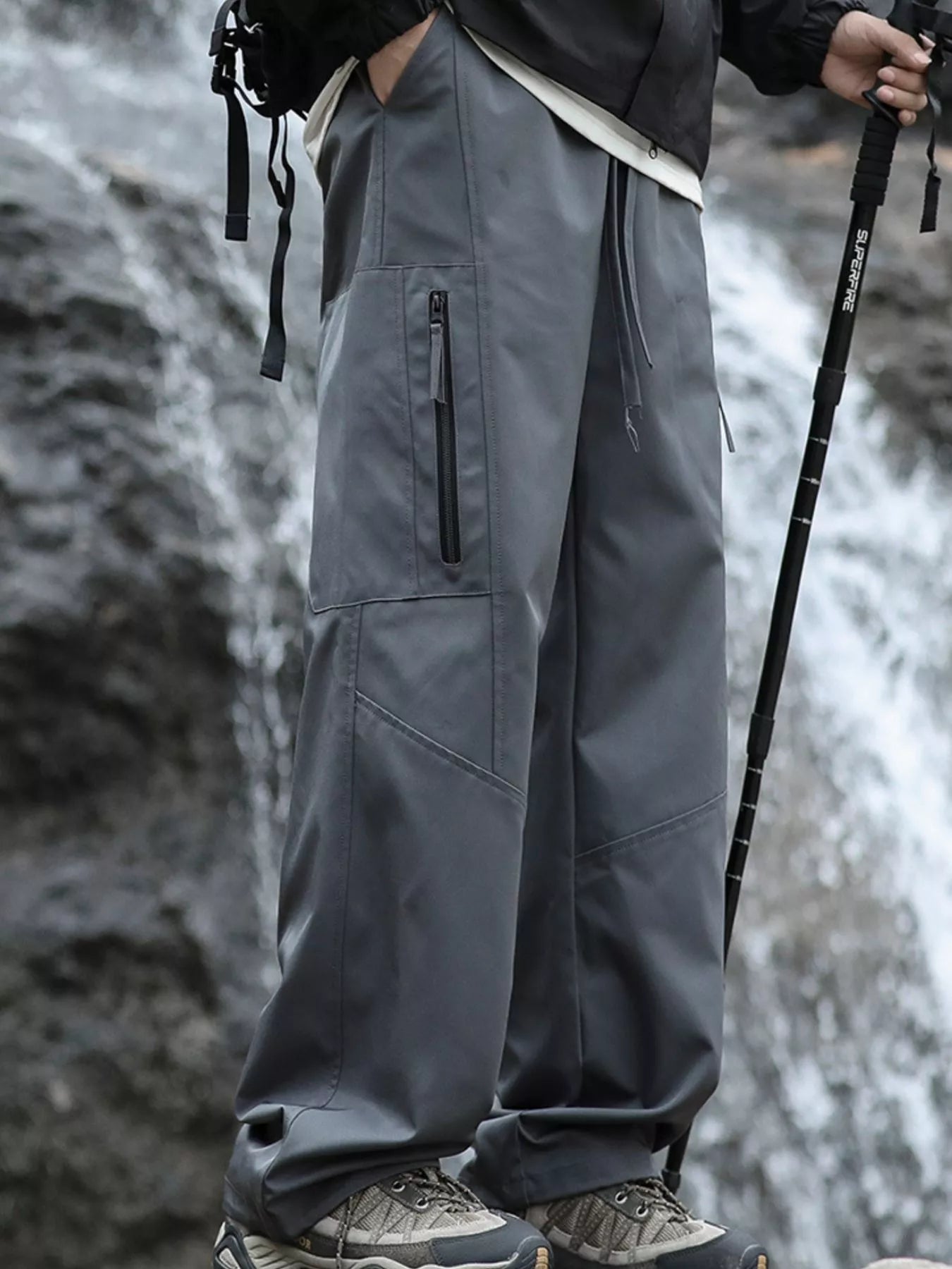 Men's Plus Size Relaxed Fit Cargo Pants with Zipper Pockets - PBNJ FASHIONS