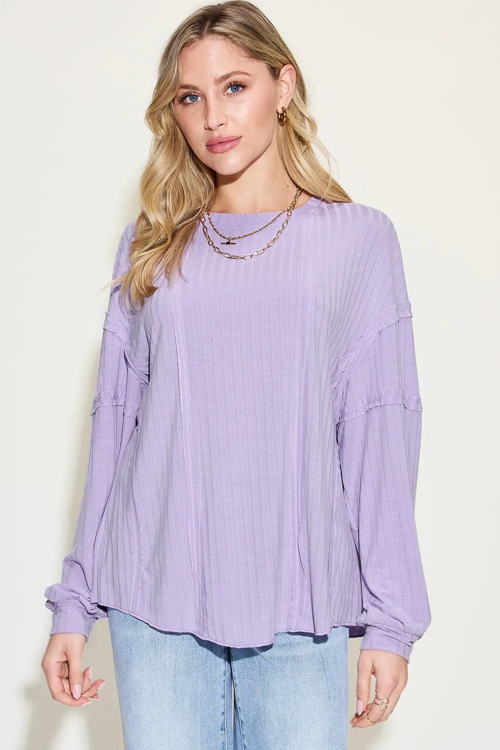 Basic Bae Full Size Ribbed Round Neck Long Sleeve T-Shirt - PBNJ FASHIONS