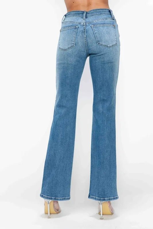 bytos Full Size Cat's Whiskers Mid Rise Bootcut Jeans - PBNJ FASHIONS