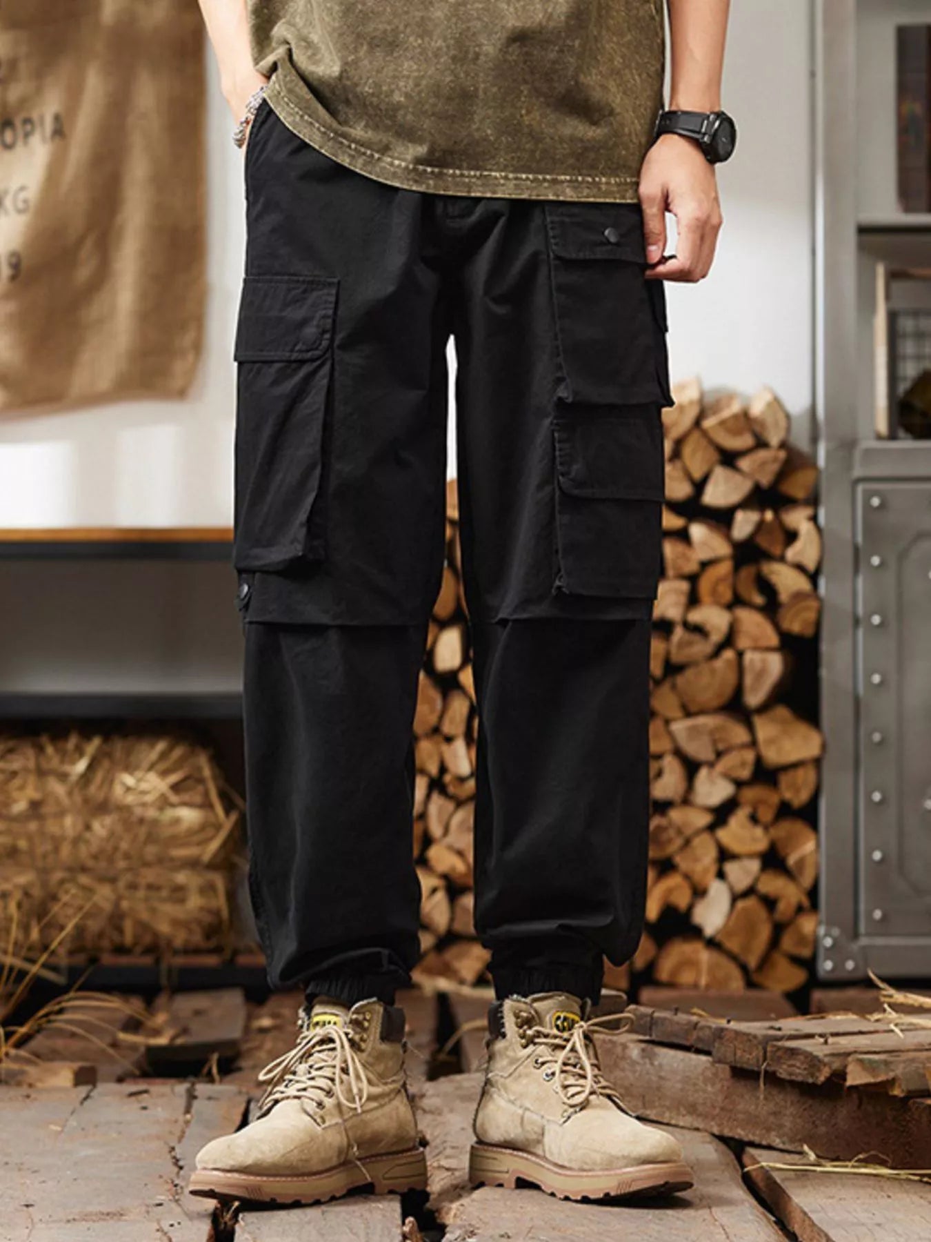 Men's Plus Size Relaxed Fit Multi - Pocket Cargo Pants - PBNJ FASHIONS