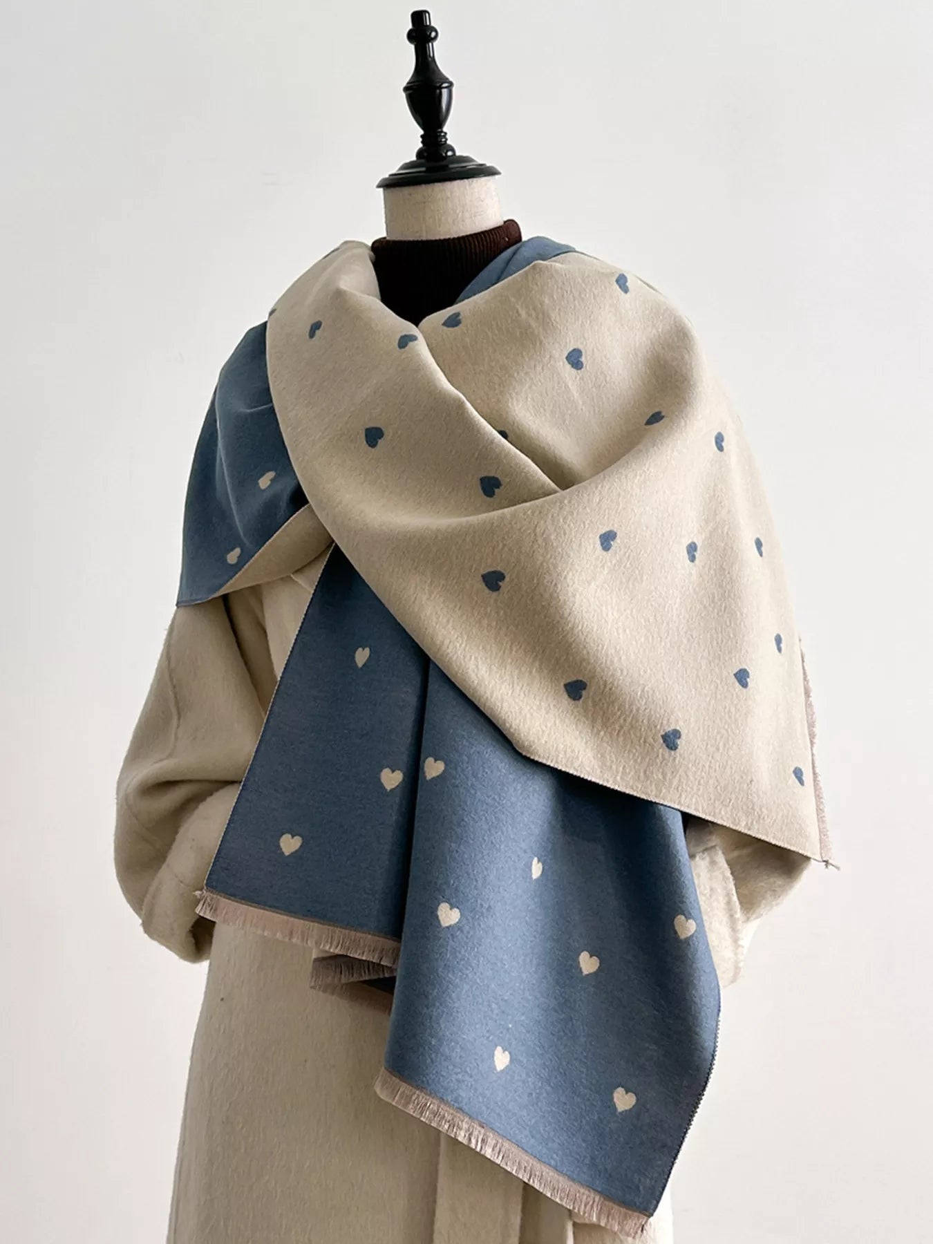 Heart Raw Hem Scarf - PBNJ FASHIONS