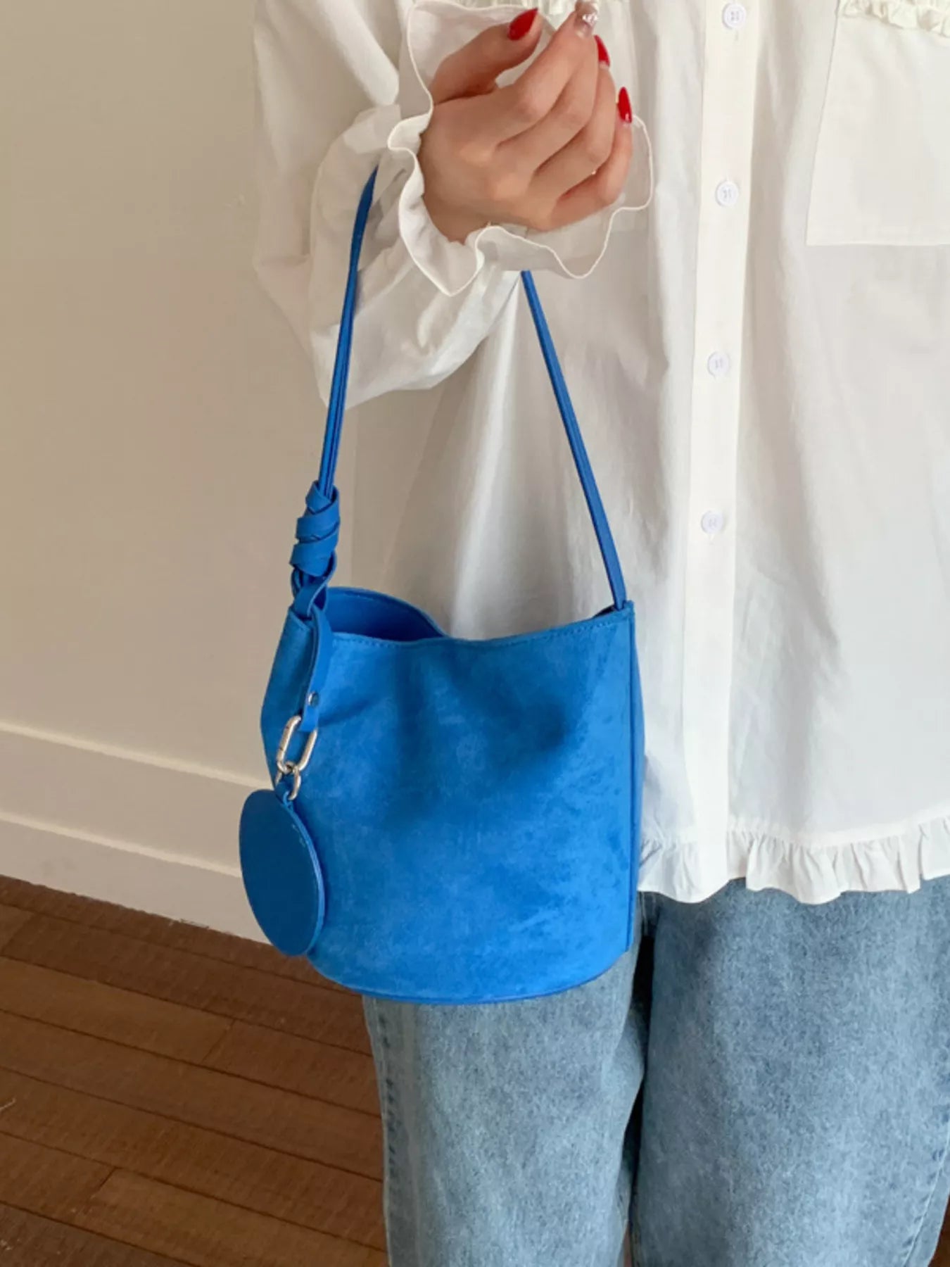 Suede Solid Color Bucket Bag - PBNJ FASHIONS
