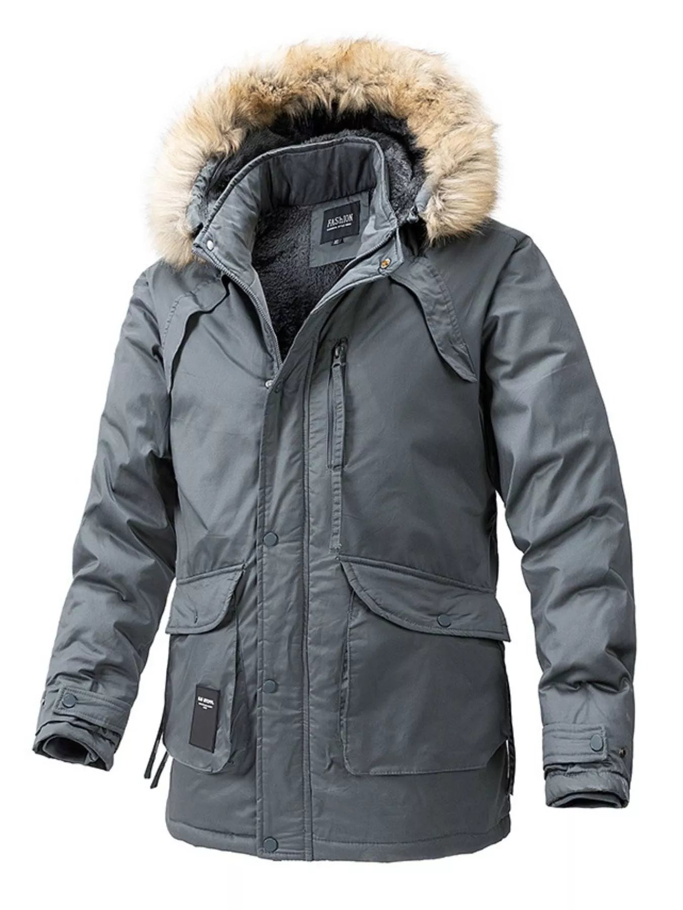 Men's Plus Size Fur Hooded Winter Parka Coat - PBNJ FASHIONS