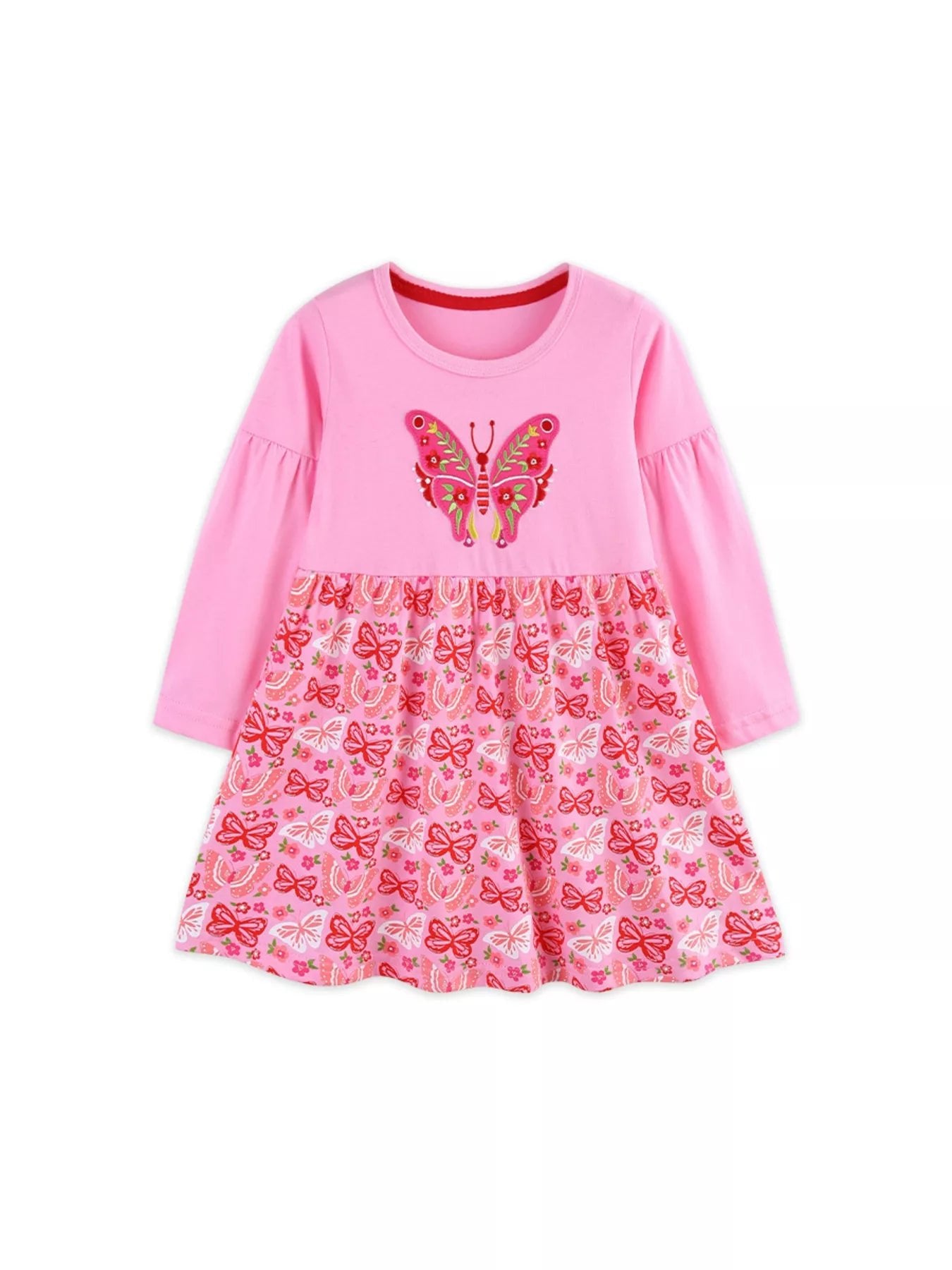 Children's Butterfly Long Sleeve Casual Dress - PBNJ FASHIONS