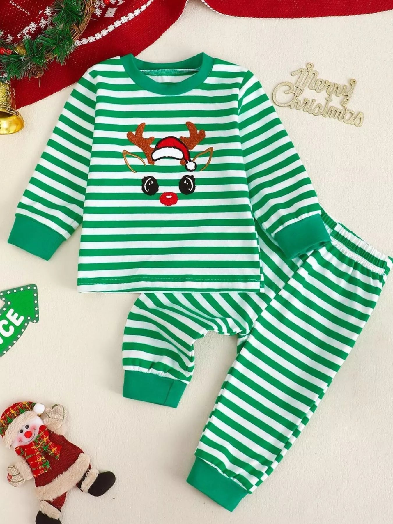 Children's Christmas Striped Pajama Set - PBNJ FASHIONS