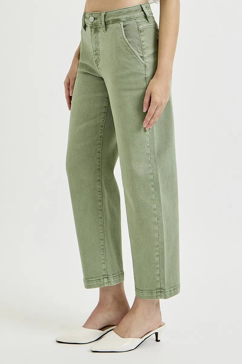 RISEN Full Size Tummy Control High Rise Crop Barrel Jeans Plus Size - PBNJ FASHIONS