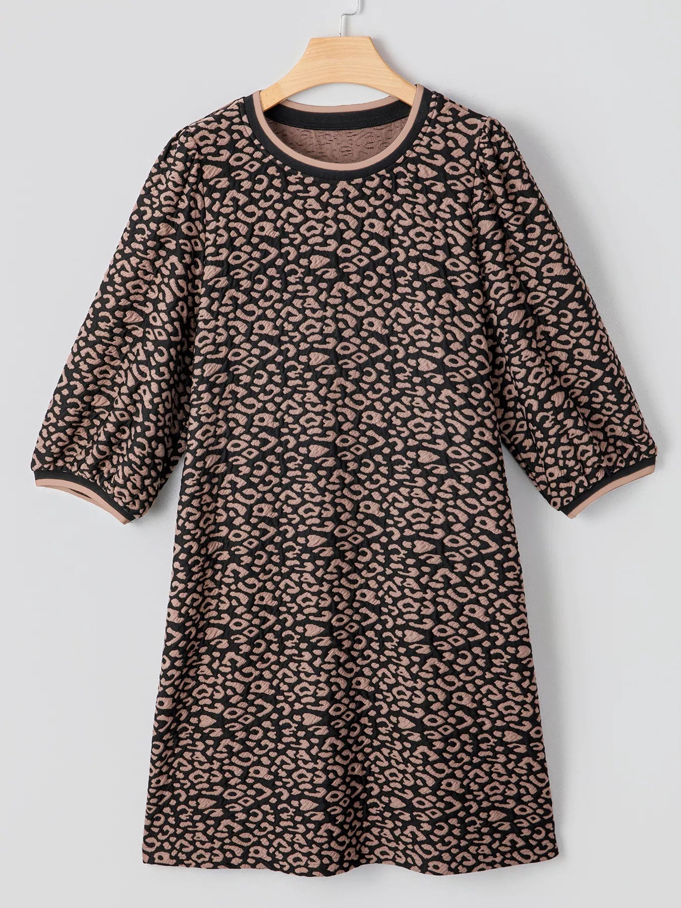 Leopard Print Bubble Sleeve Shift Mini Dress - PBNJ FASHIONS