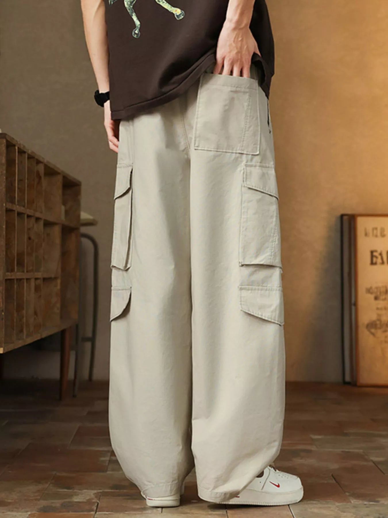 Men's Plus Size Loose Fit Cargo Pants with Drawstring - PBNJ FASHIONS