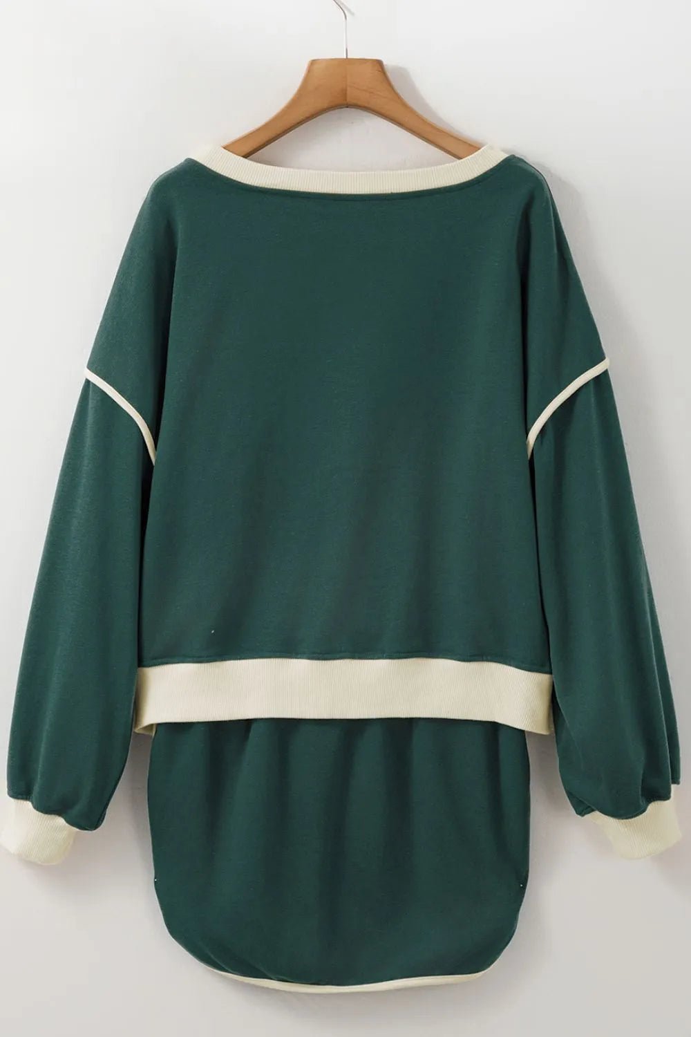 Contrast Trim Round Neck Top and Skort Set - PBNJ FASHIONS
