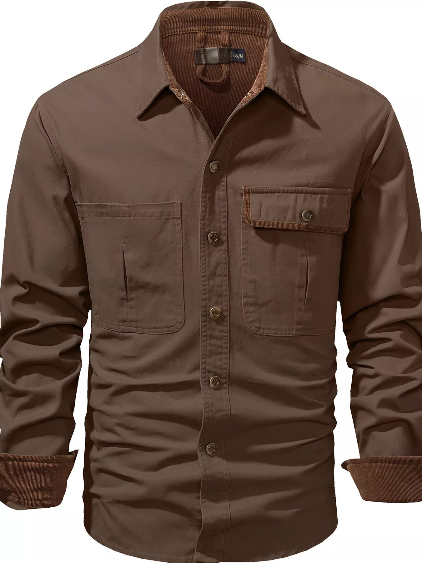 Men's Casual Long Sleeve Button - Down Shirt with Pockets - PBNJ FASHIONS