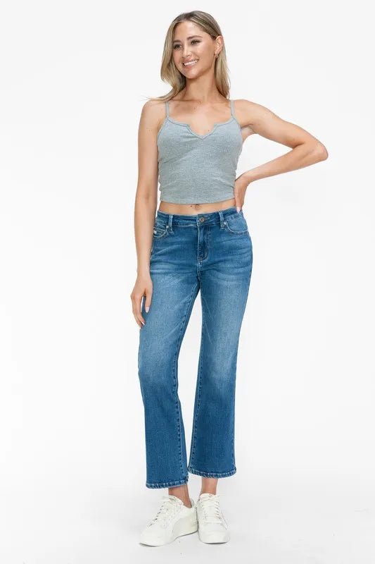 bytos Full Size Cat's Whiskers Mid Rise Ankle Jeans - PBNJ FASHIONS