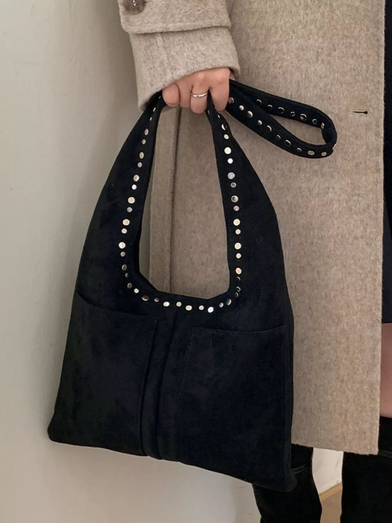 Studded Suede Shoulder Bag - PBNJ FASHIONS