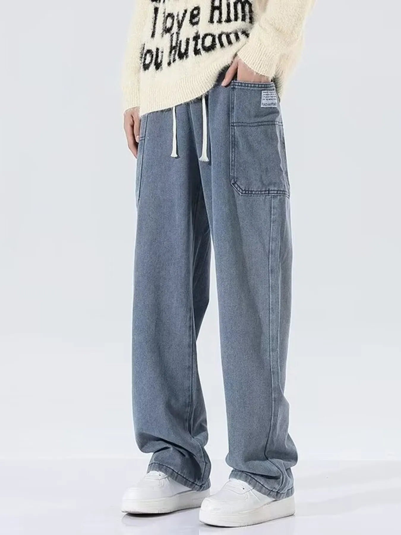 Men's Full Size Drawstring Wide Leg Jeans Plus Size - PBNJ FASHIONS