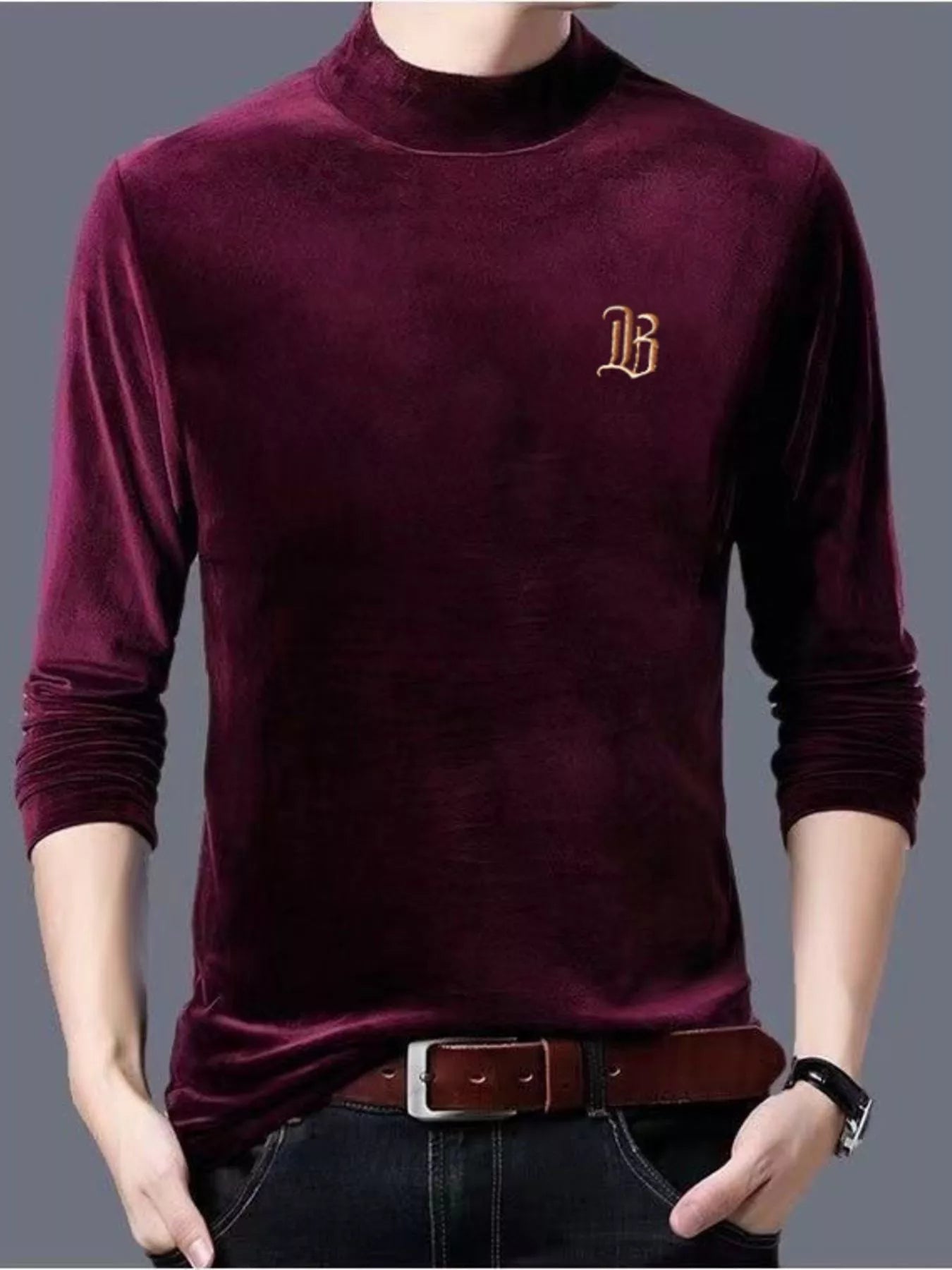 Men's Plus Size Mock Neck Long Sleeve Top - PBNJ FASHIONS