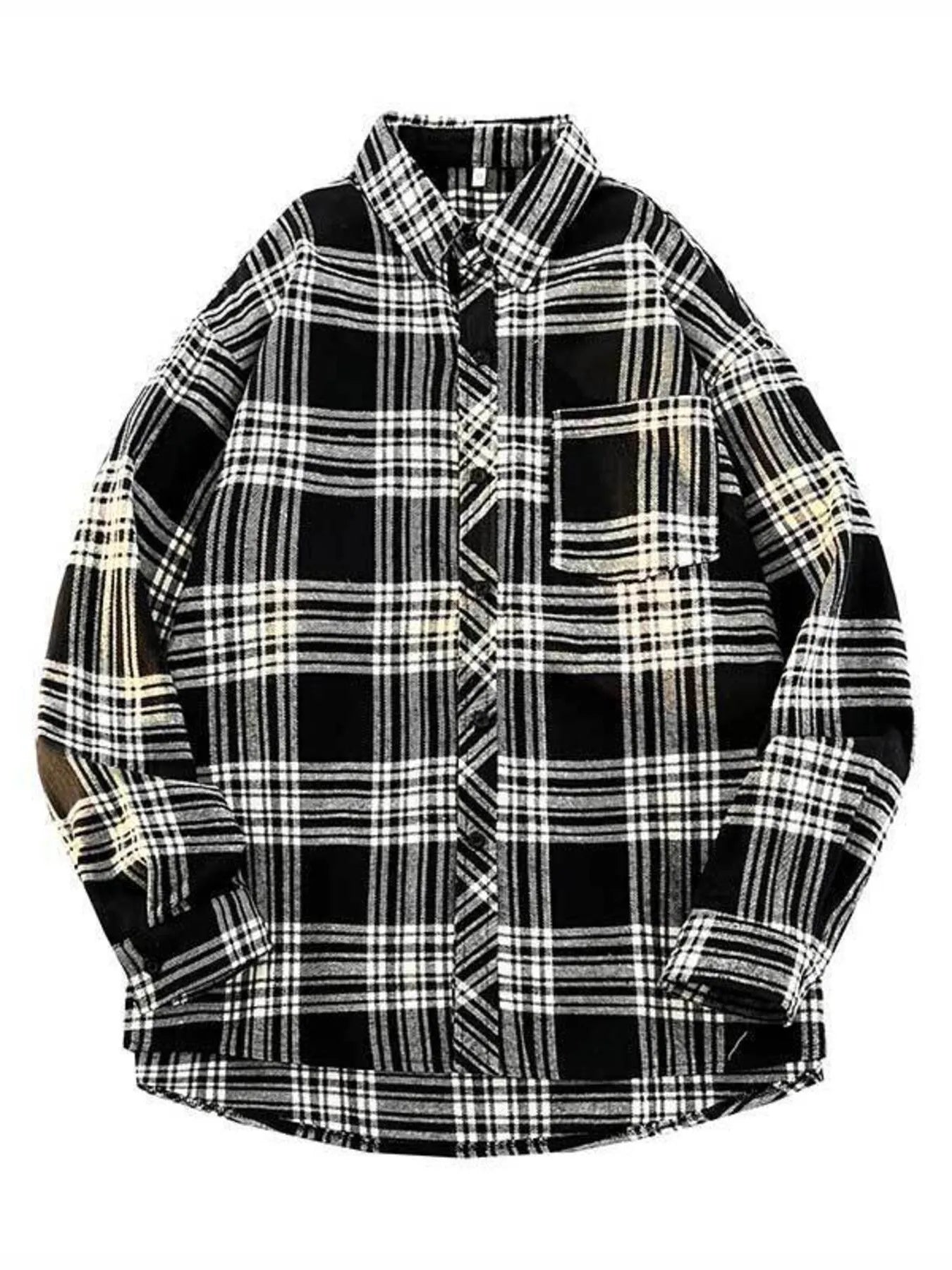 Men's Full Size Plaid Button Up Long Sleeve Shirt Plus Size - PBNJ FASHIONS