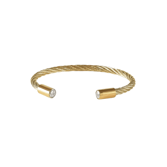 BG002G B.Tiff Classic Cable Gold Bangle Bracelet - PBNJ FASHIONS