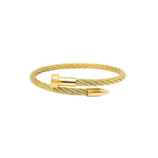 BG004G B.Tiff Gold Pointe Cable Bangle Bracelet