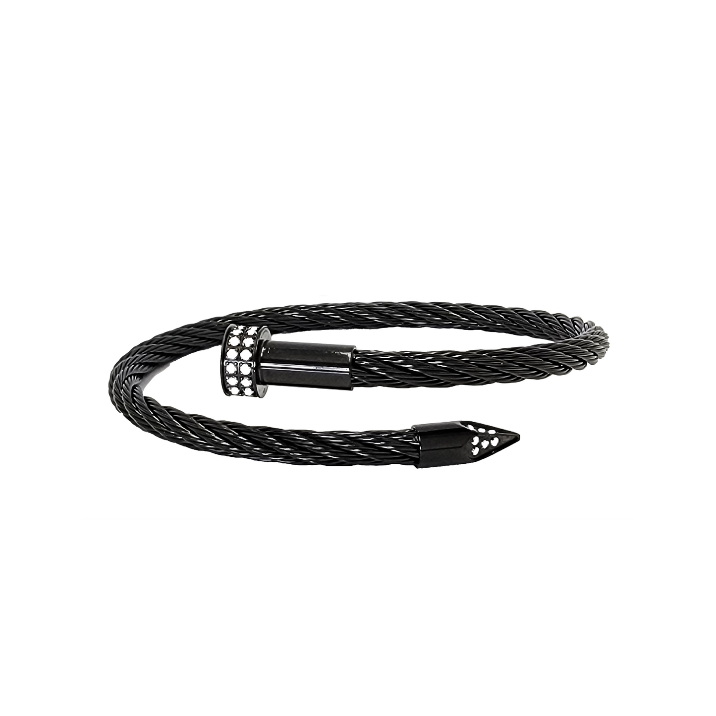 BG005B B.Tiff Black Pavé Pointe Cable Bangle Bracelet