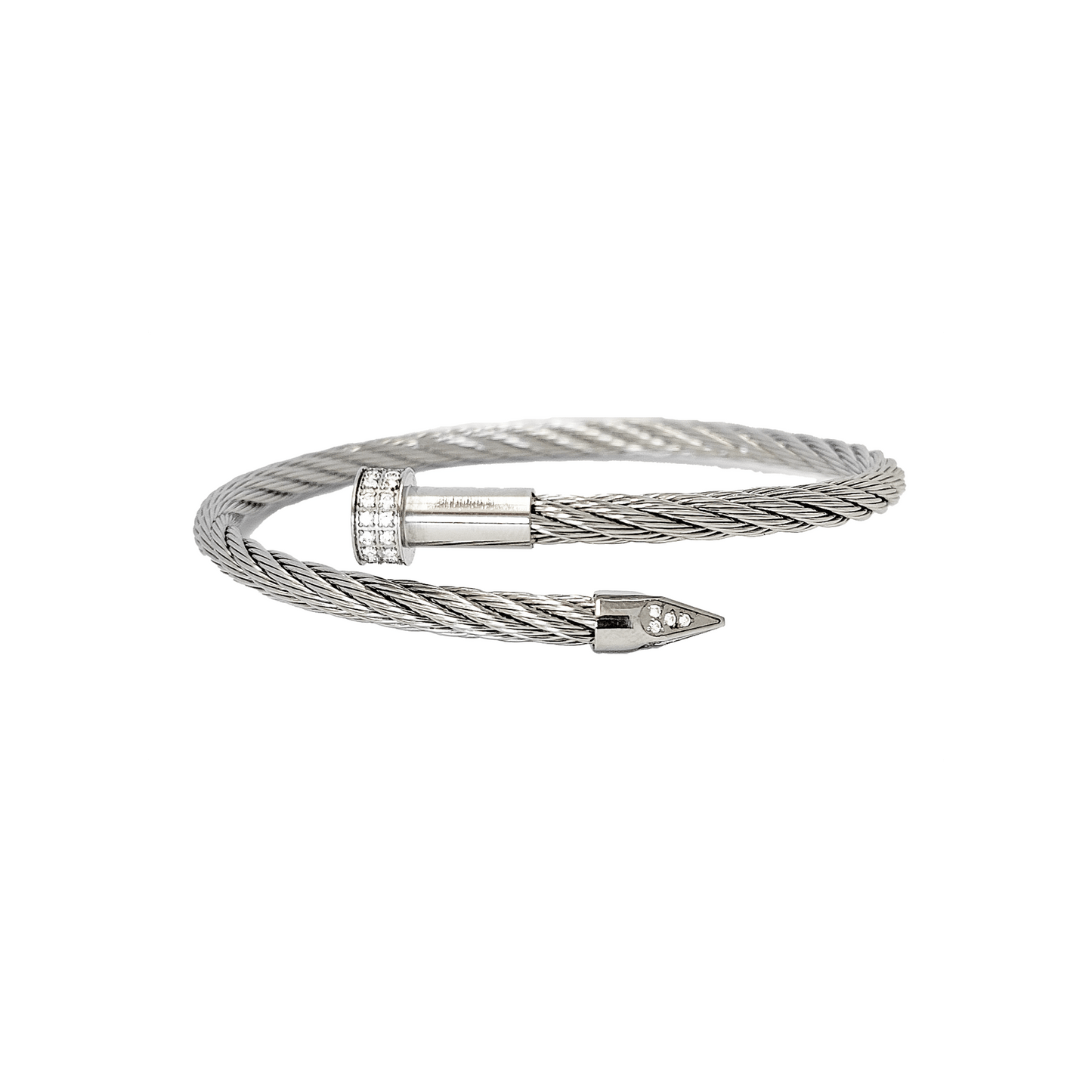 BG005W B.Tiff Pavé Pointe Cable Bangle Bracelet - PBNJ FASHIONS