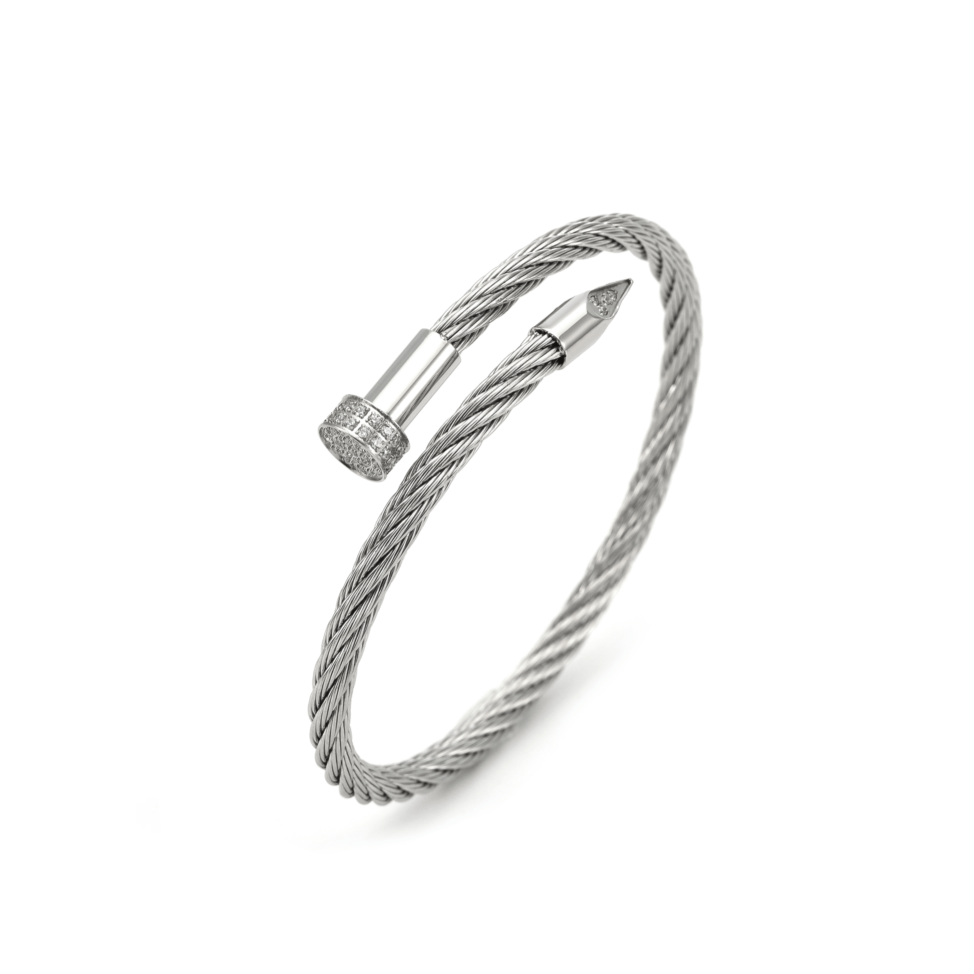 BG005W B.Tiff Pavé Pointe Cable Bangle Bracelet - PBNJ FASHIONS