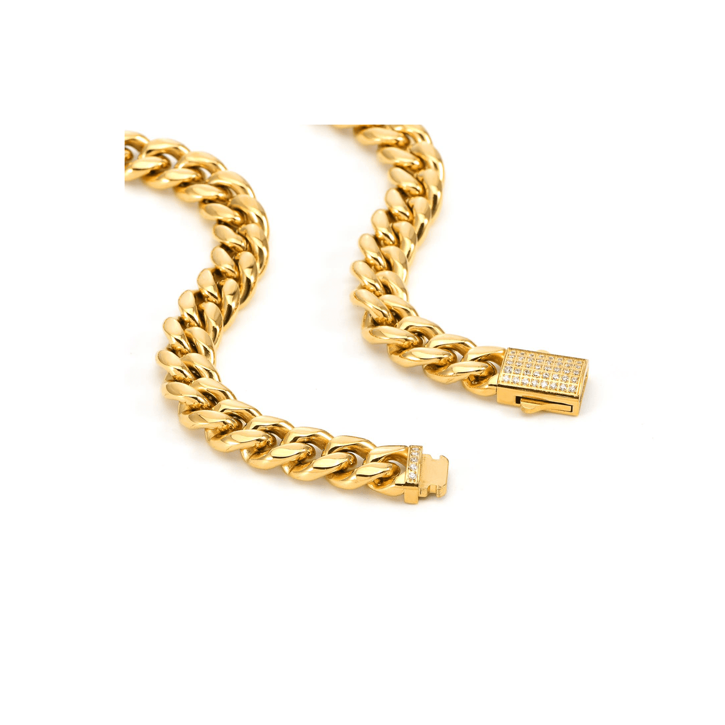 BG810G B.Tiff Gold Pavé Clasp Curb Link Chain Bracelet - PBNJ FASHIONS