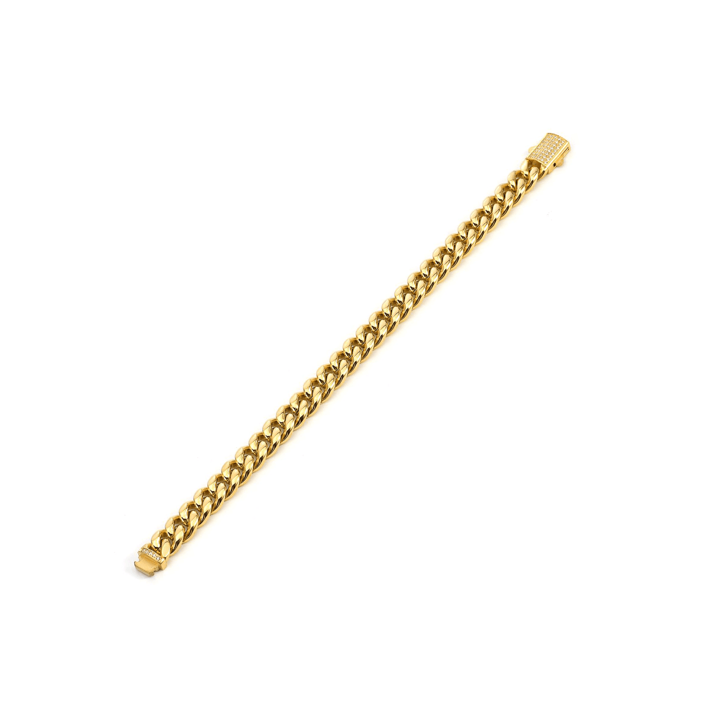 BG810G B.Tiff Gold Pavé Clasp Curb Link Chain Bracelet - PBNJ FASHIONS
