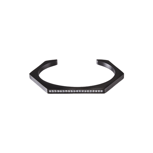 BG017B B.Tiff Black Edge Pave Hexagon Bangle Bracelet - PBNJ FASHIONS