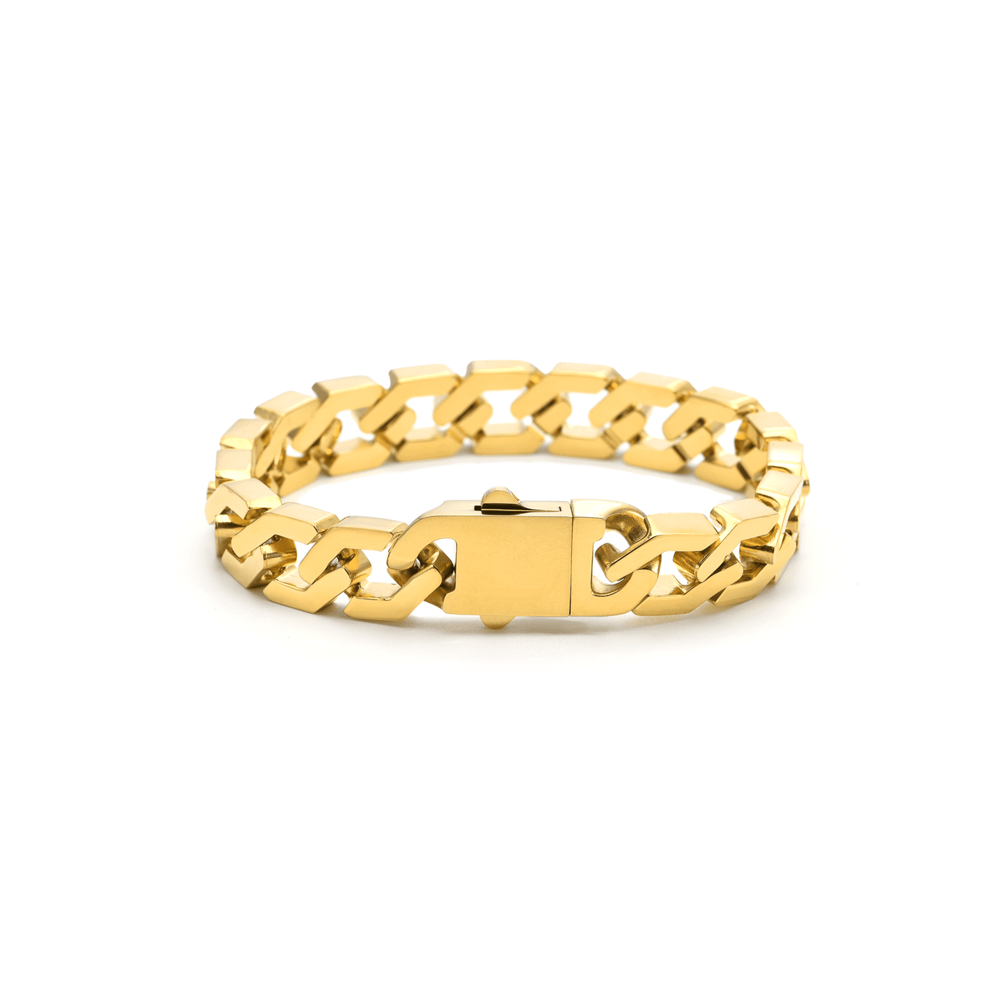 BG100G B.Tiff High Polish Gold Flat Angular Cuban Link Bracelet - PBNJ FASHIONS