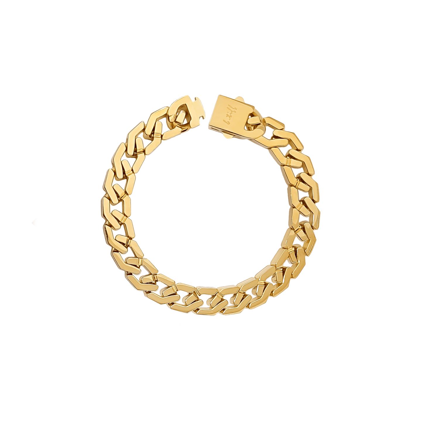 BG100G B.Tiff High Polish Gold Flat Angular Cuban Link Bracelet - PBNJ FASHIONS