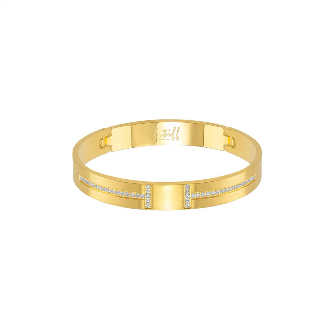 BG107G B.Tiff Pavé Harmony Gold Bangle Bracelet