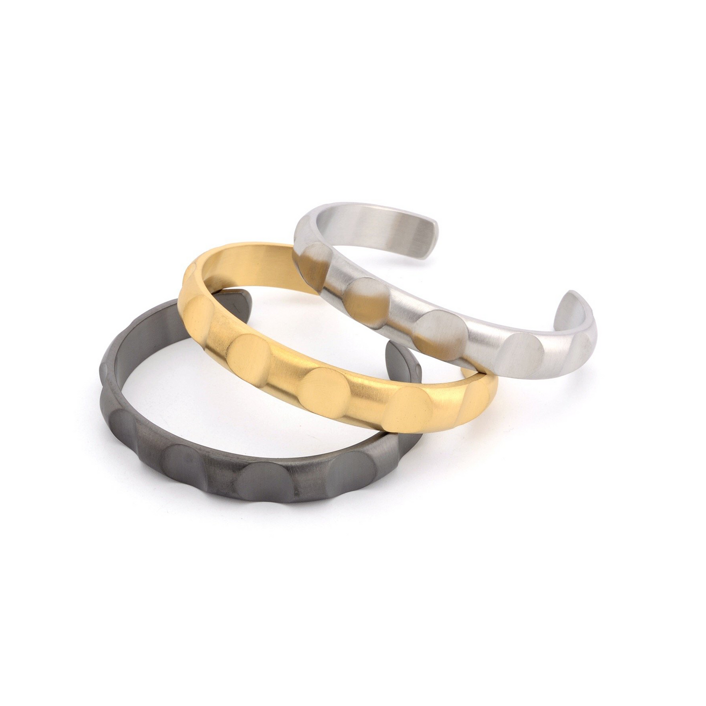 BG109G B.Tiff Simplicity Gold Circle Indent Adjustable Bangle Cuff